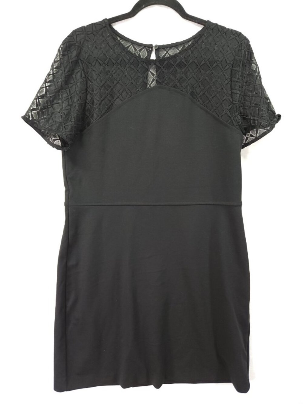 Banana Republic Womens Size 12 Black Lace Yoke Short Sleeve Sheath Cocktail Dres